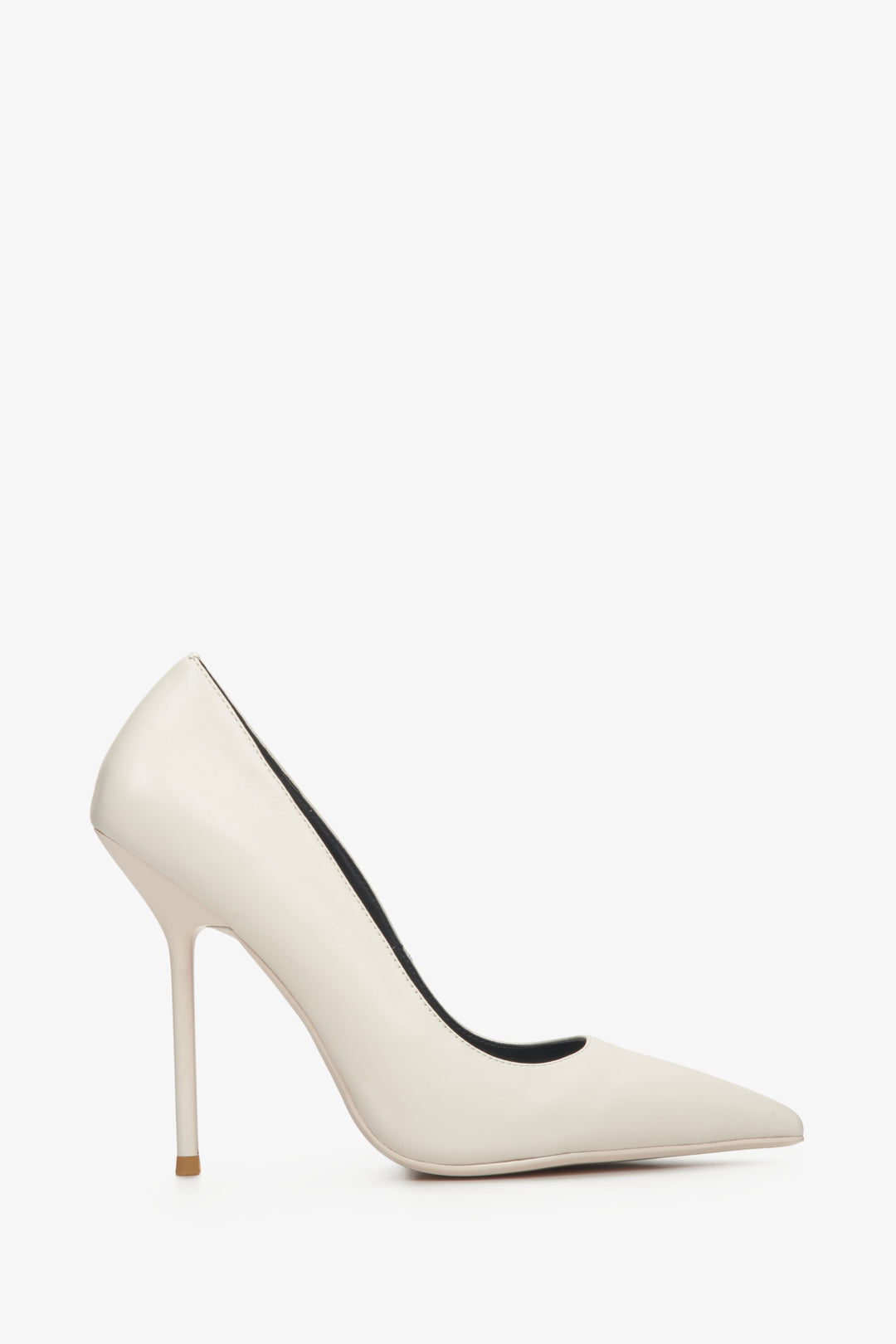 Women's white leather stiletto heels Estro - shoe profile.