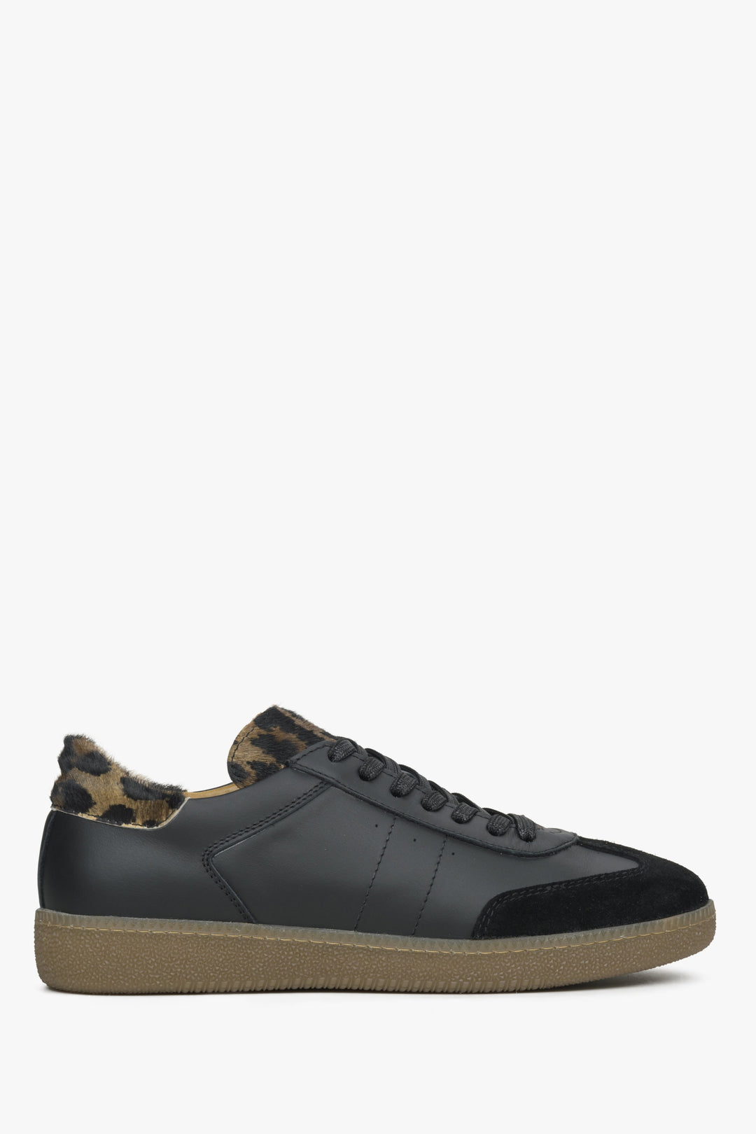 Women's Black Animal Print Sneakers made of Italian Genuine Leather Estro ER00114525.