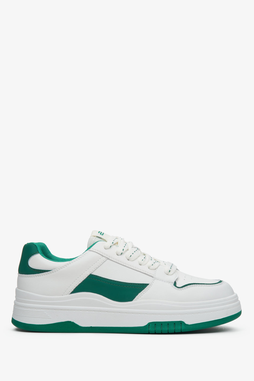 Sophisticated women's white and green leather sneakers ES8 ER00113314.