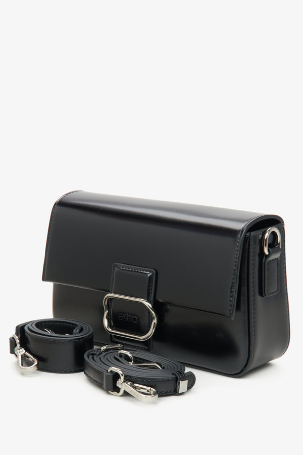 Small black  leather women's bag by Estro.