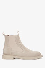 Women's Light Beige Chelsea Boots made of Genuine Italian Velour Estro ER00116564.