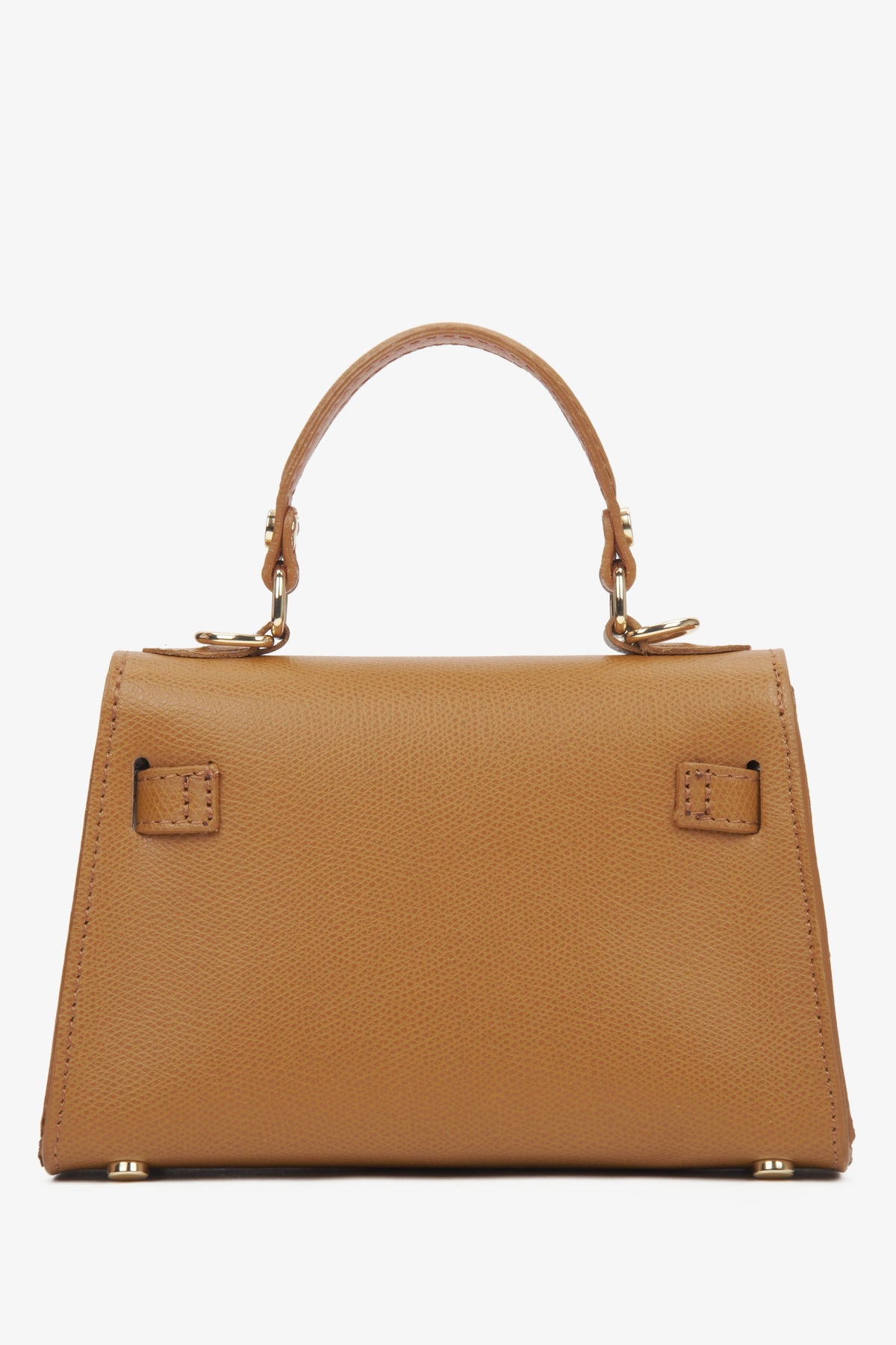 Women's light brown satchel handbag crafted from premium Italian genuine leather by Estro - reverse.