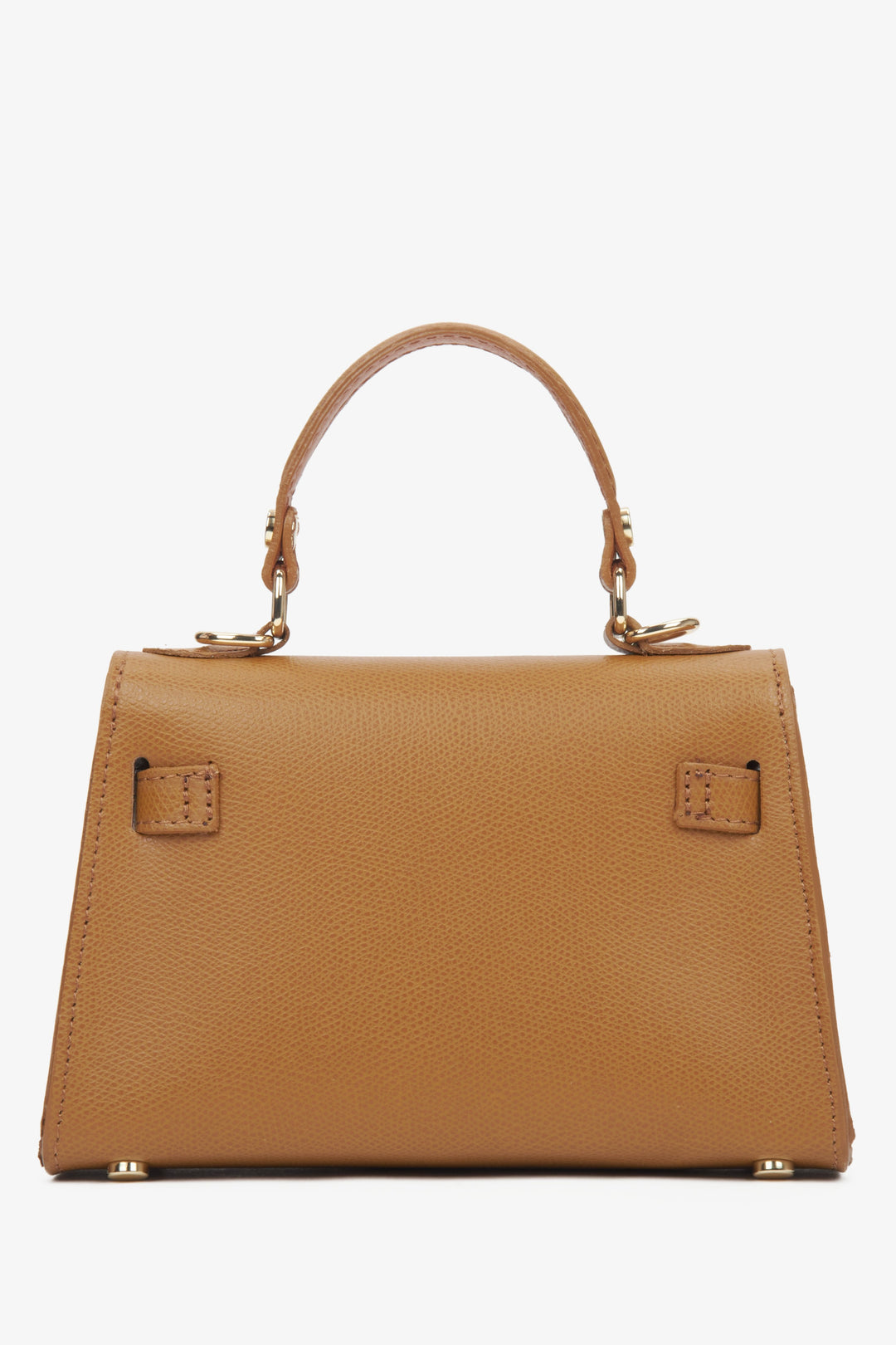Women's light brown satchel handbag crafted from premium Italian genuine leather by Estro - reverse.