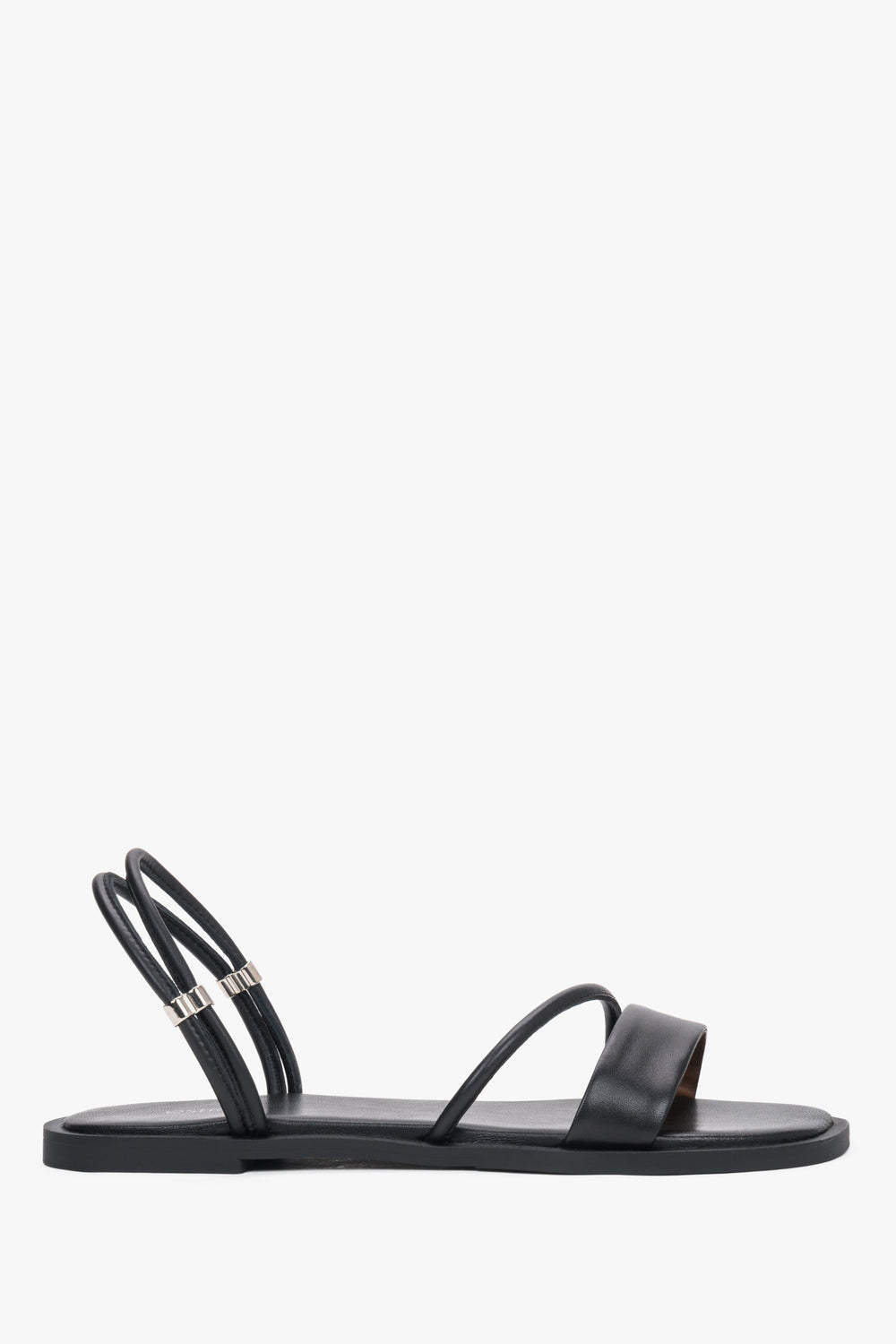 Lightweight Black Sandals With Thin Straps Made of Genuine Leather Estro ER00119758.