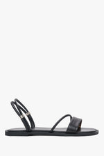 Women’s Black Flat Sandals with Thin Straps made of Genuine Leather Estro ER00119758.