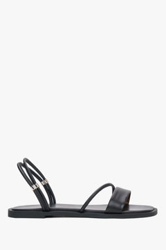 Women’s Black Flat Sandals with Thin Straps made of Genuine Leather Estro ER00119758.
