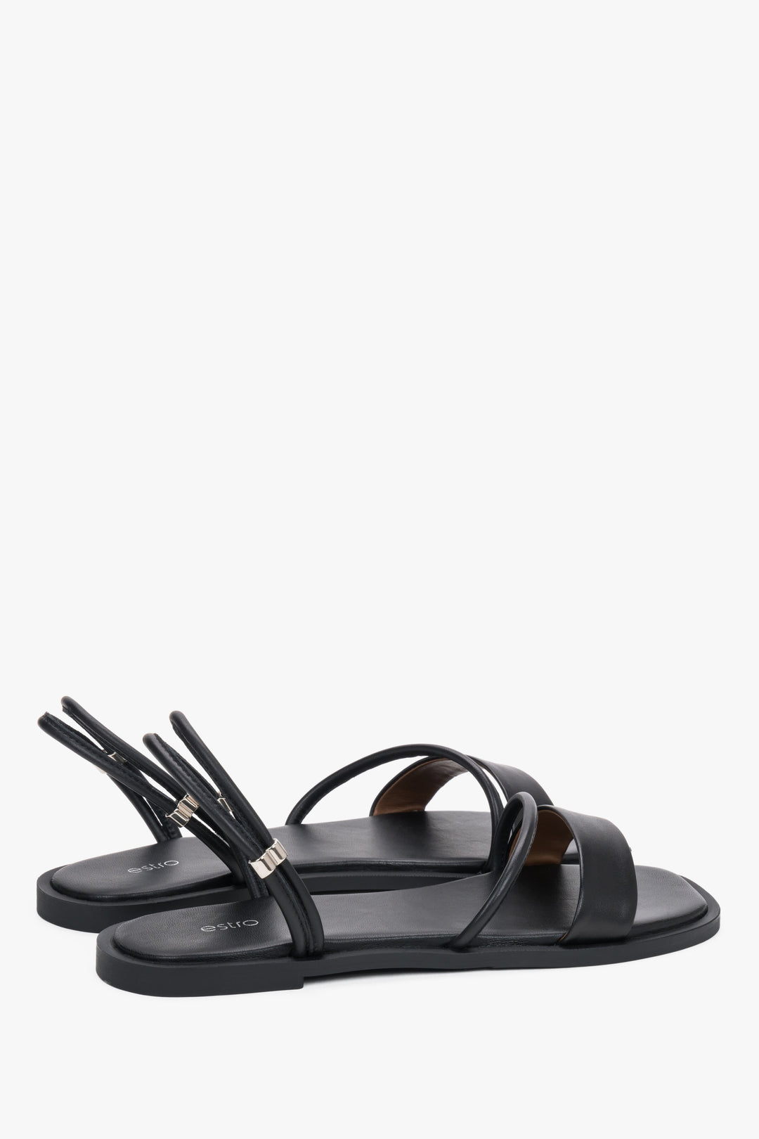 Estro – lightweight black sandals with thin straps made of genuine leather.