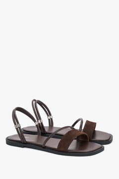 Women’s dark brown Estro sandals, lightweight, with thin straps made of genuine leather.