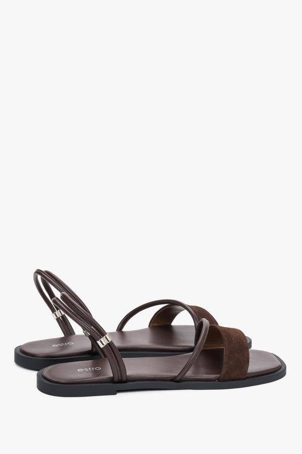 Estro – lightweight dark brown sandals with thin straps made of genuine leather.
