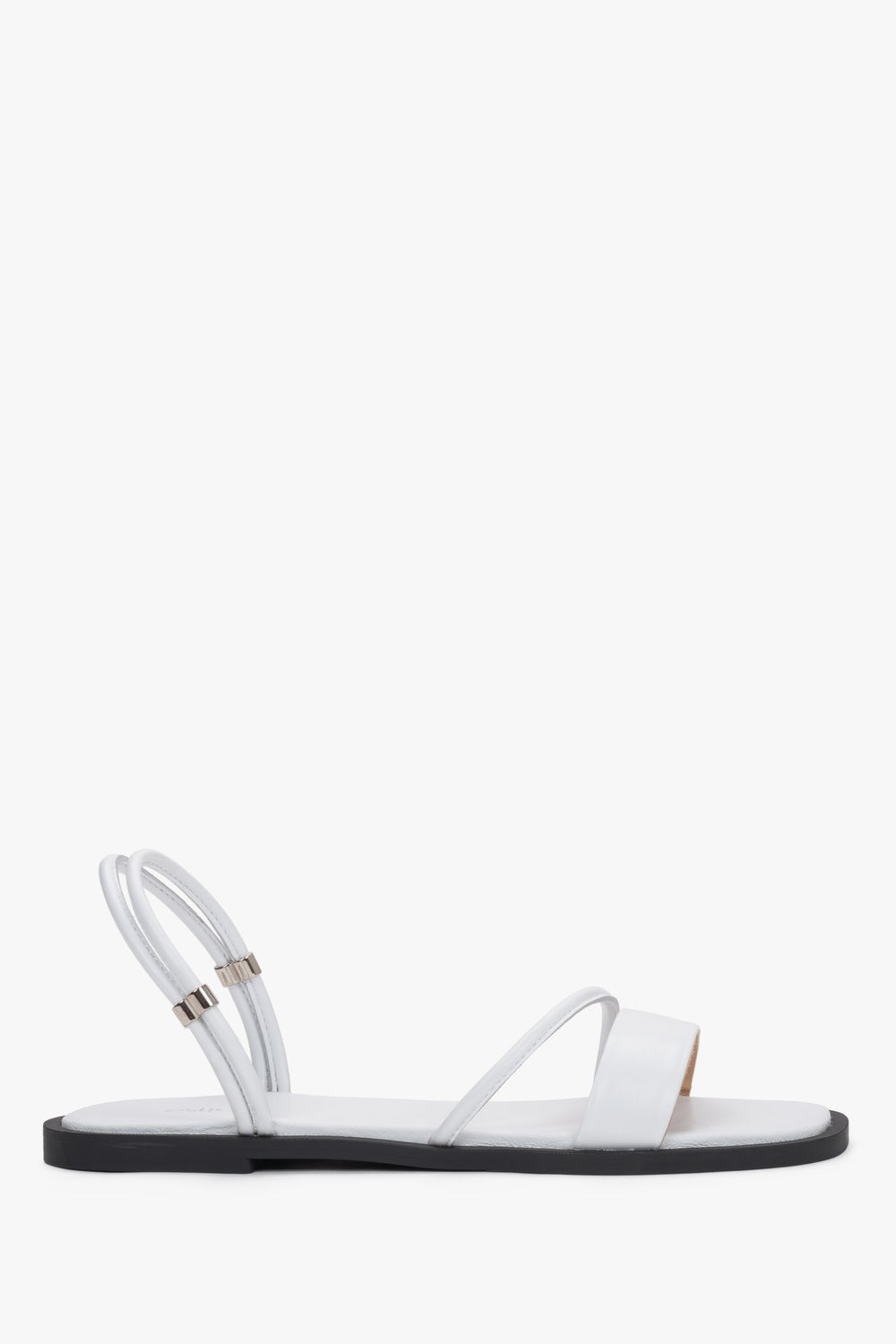 Women’s White Flat Sandals with Thin Straps made of Genuine Leather Estro ER00119761.