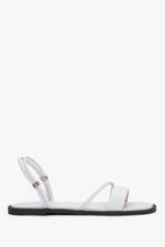 Women’s White Flat Sandals with Thin Straps made of Genuine Leather Estro ER00119761.