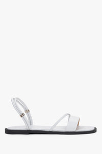 Women’s White Flat Sandals with Thin Straps made of Genuine Leather Estro ER00119761.