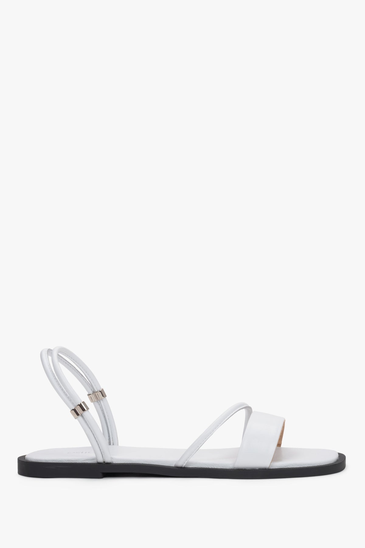 Women’s White Flat Sandals with Thin Straps made of Genuine Leather Estro ER00119761.