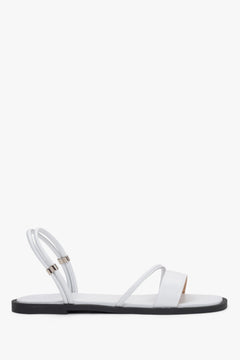 Women’s White Flat Sandals with Thin Straps made of Genuine Leather Estro ER00119761.