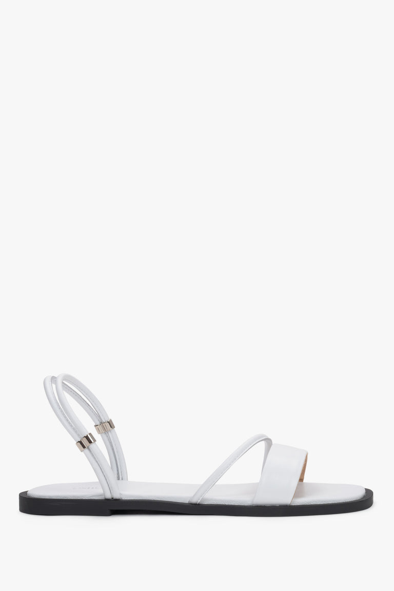 Women’s White Flat Sandals with Thin Straps made of Genuine Leather Estro ER00119761.