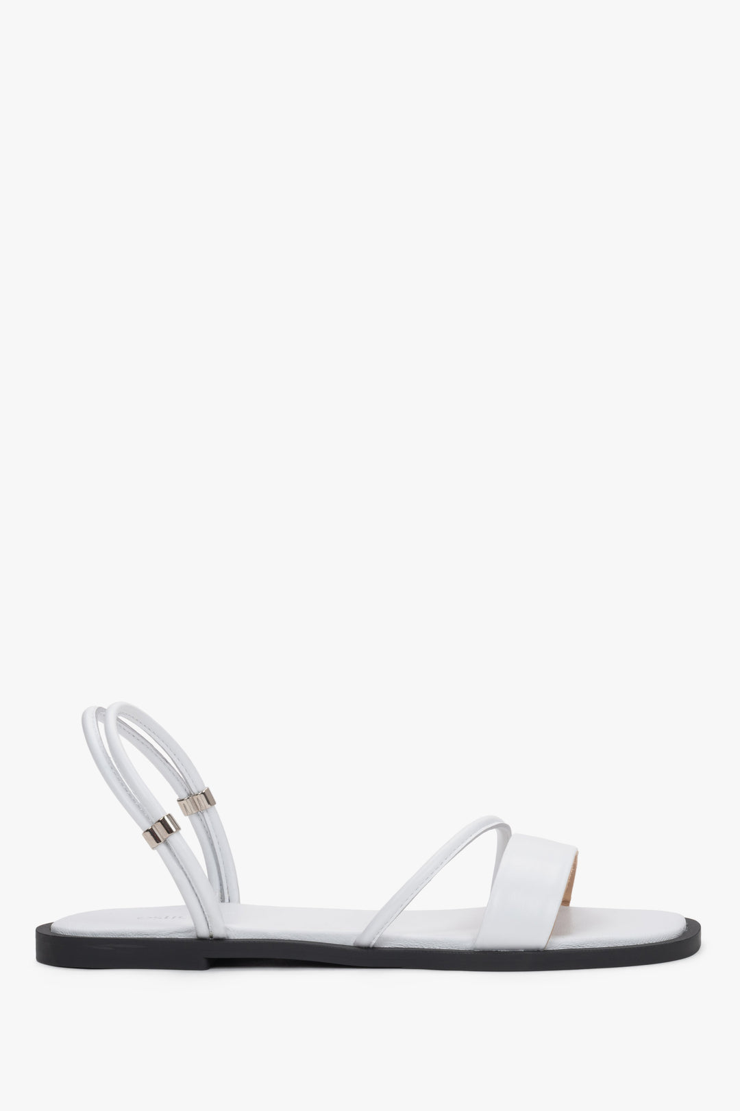 Women’s White Flat Sandals with Thin Straps made of Genuine Leather Estro ER00119761.
