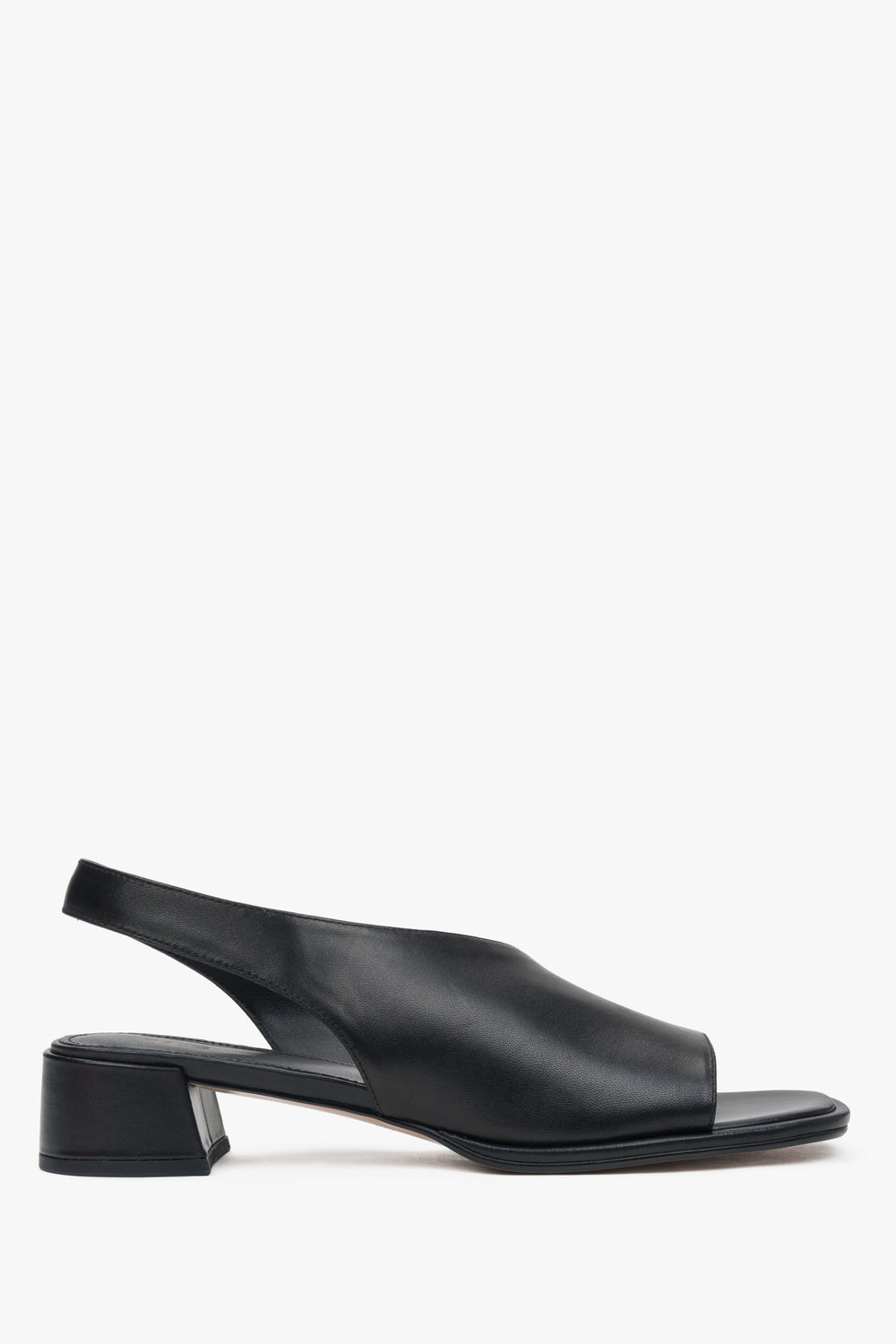Women's Black Low Heel Sandals made of Genuine Leather Estro ER00116928.