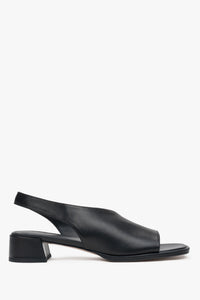 Women's Black Low Heel Sandals made of Genuine Leather Estro ER00116928.