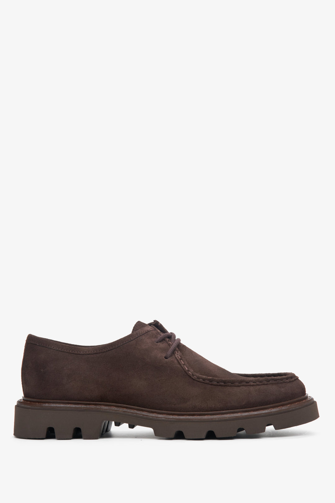 Men's Dark Brown Boots made of Genuine Velour with Short Lacing Estro ER00113794.