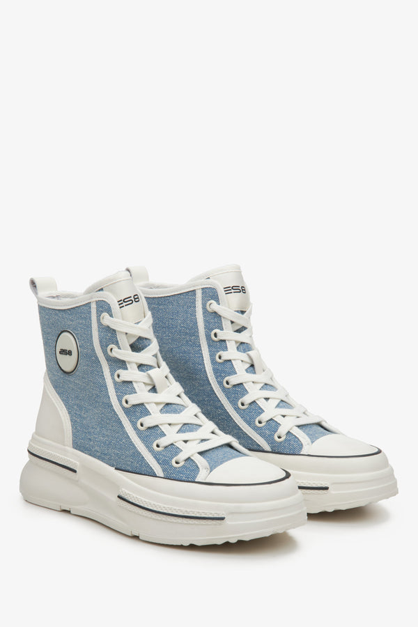 Women's blue high-top sneakers by Estro.