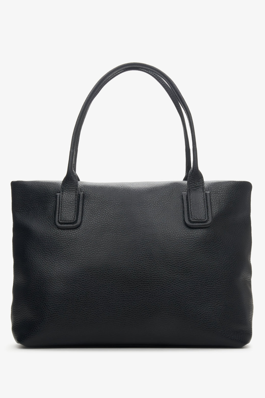 Women's Black Shopper Bag made of Genuine Italian Leather Estro ER00114120