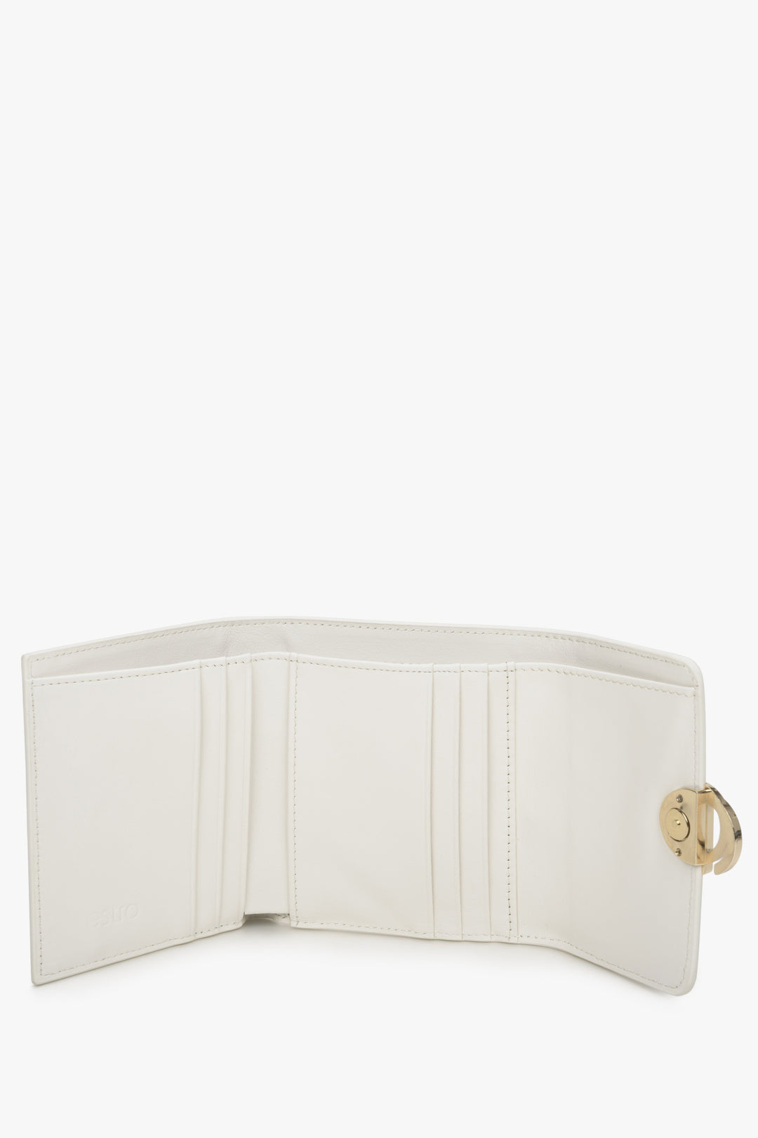 Tri-fold women's light beige wallet - interior.