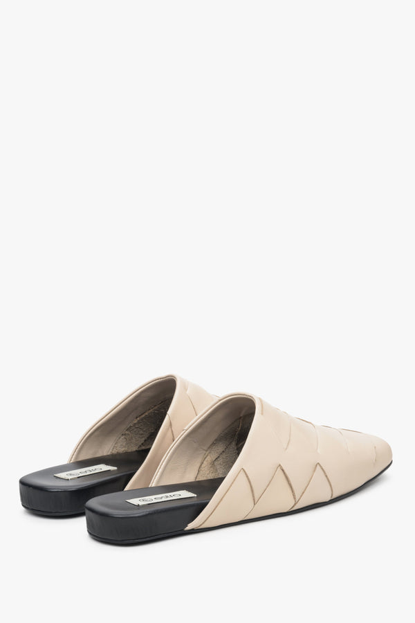 Women's light beige leather slides by Estro.