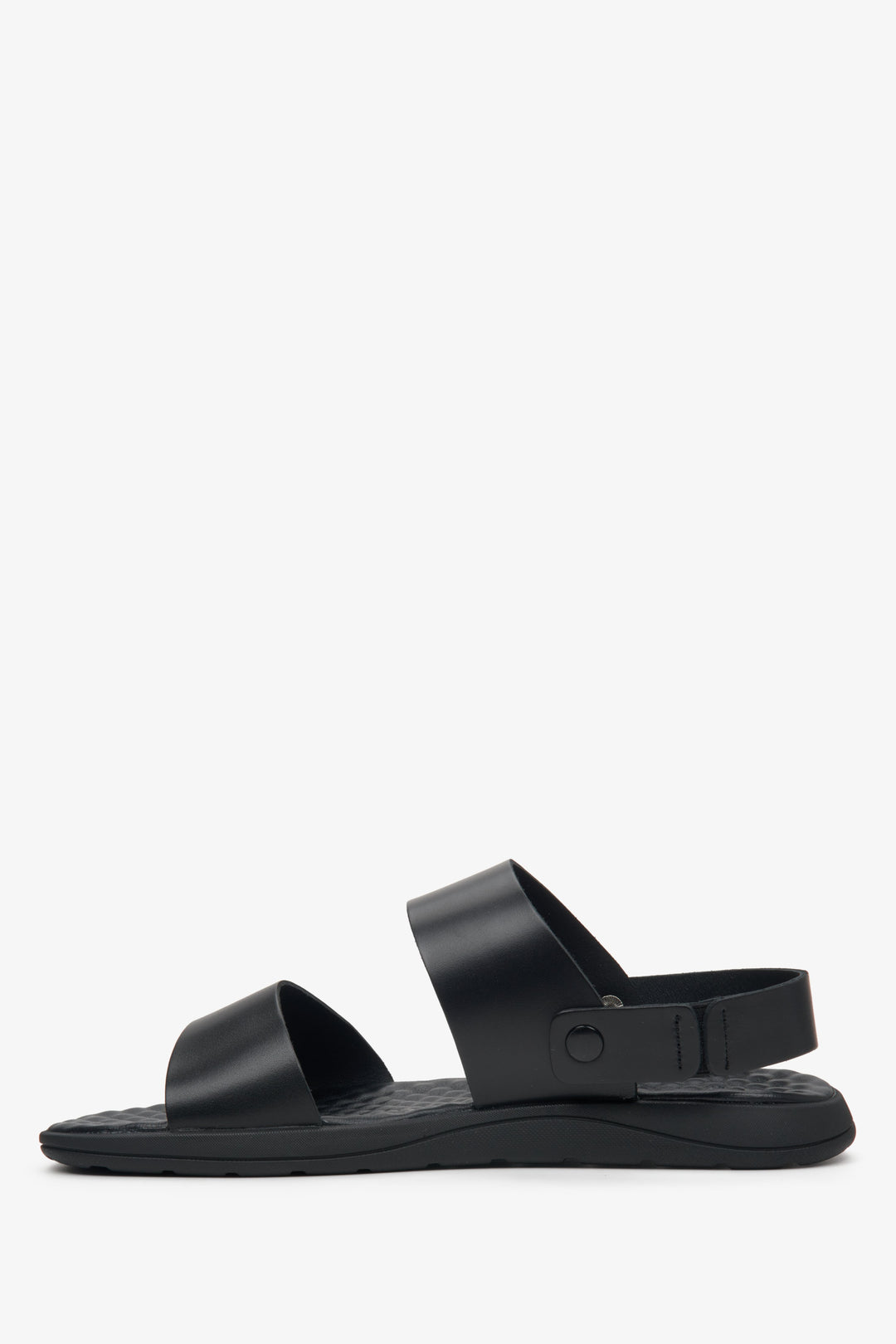 Leather, men's black sandals by Estro - profile.