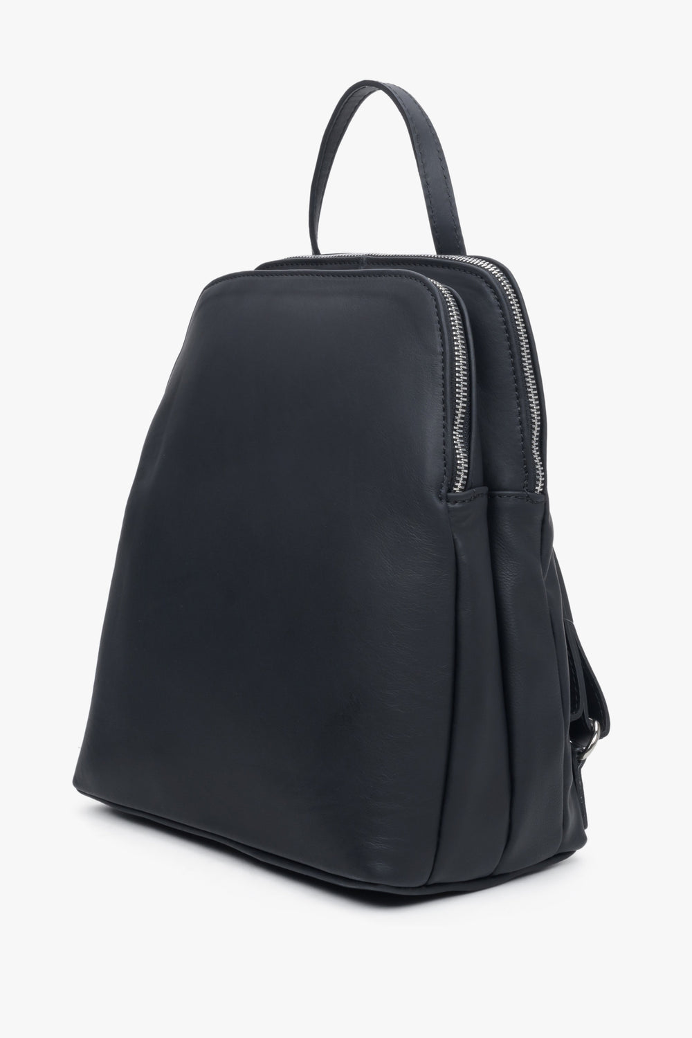 Women's black leather backpack by Estro.