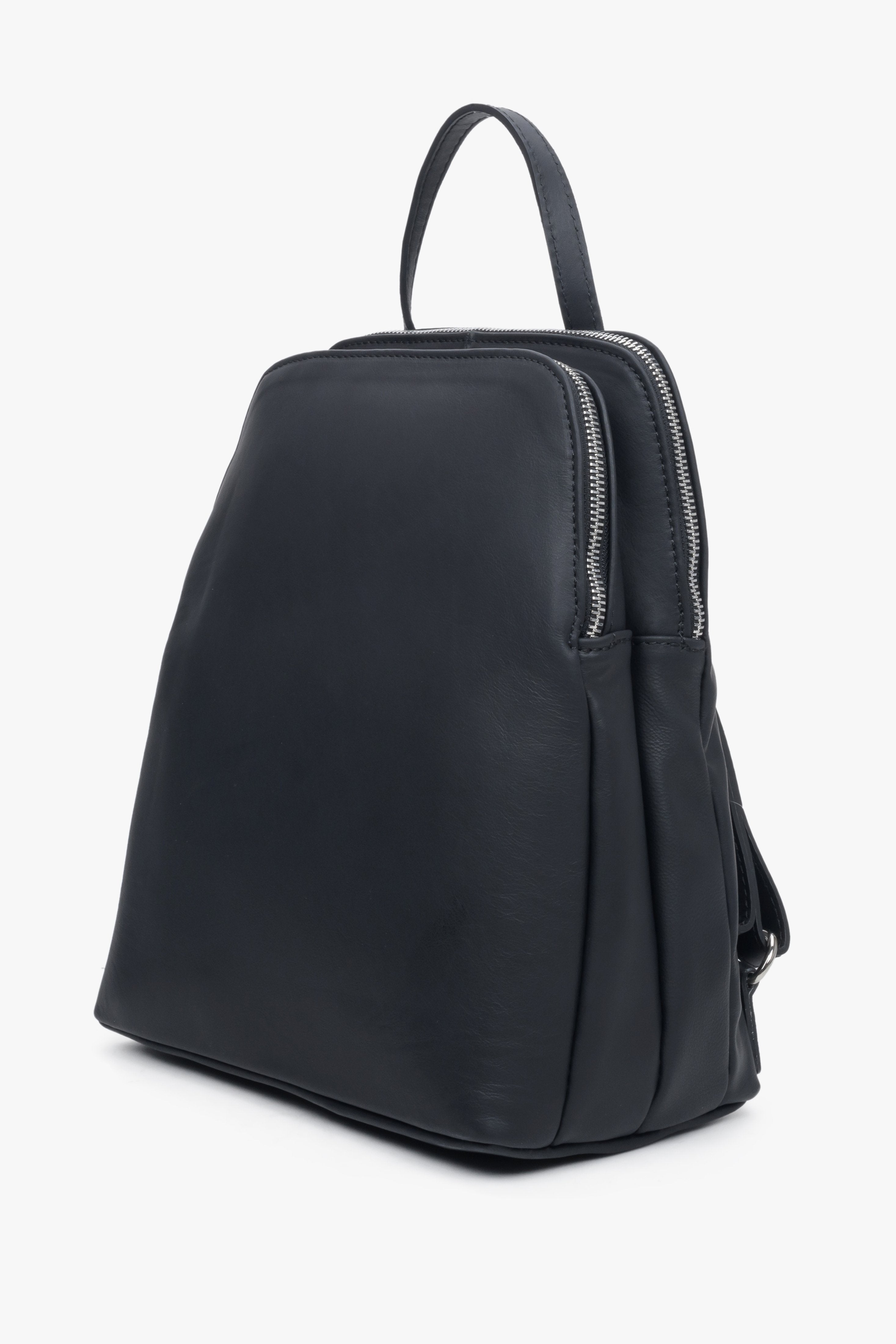 Women's black leather backpack by Estro - perfect for spring.