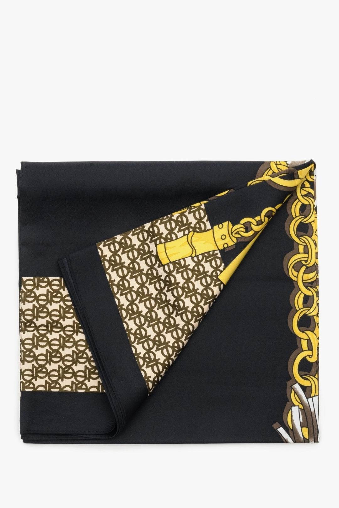 Women's black and gold neckerchief with a pattern by Estro.
