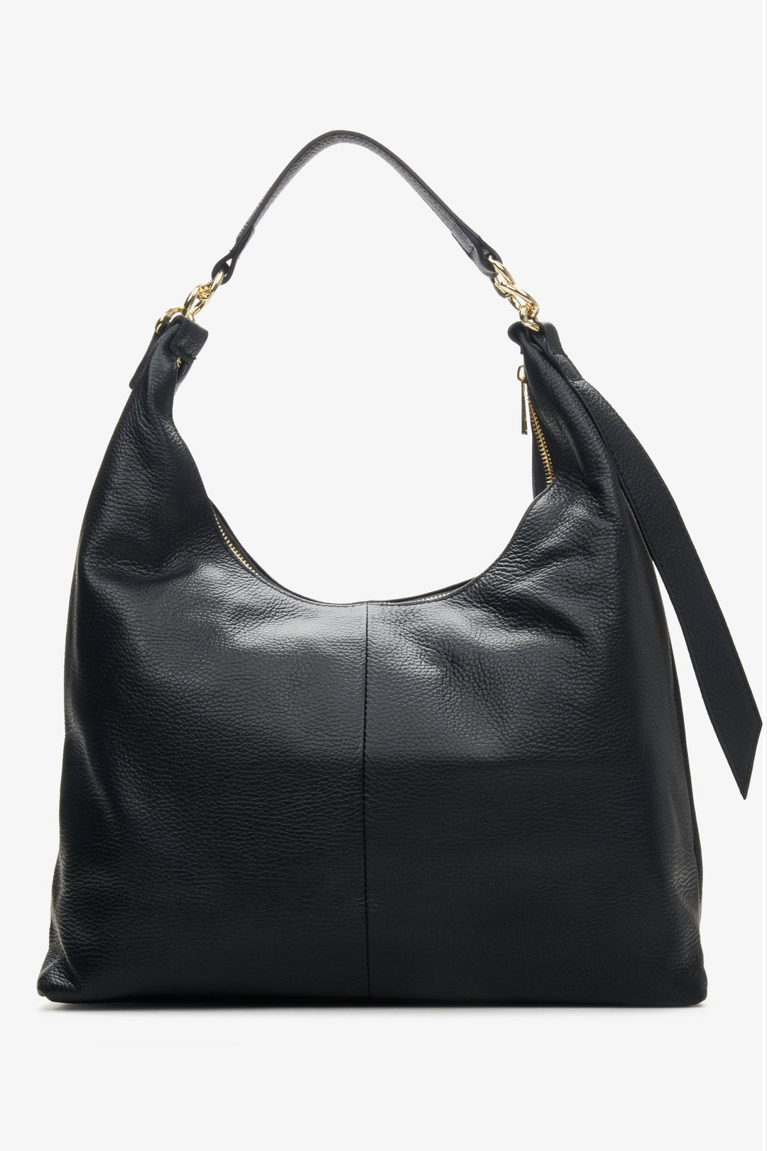 Women's Black Shopper Bag made of Genuine Italian Leather Estro ER00114121.