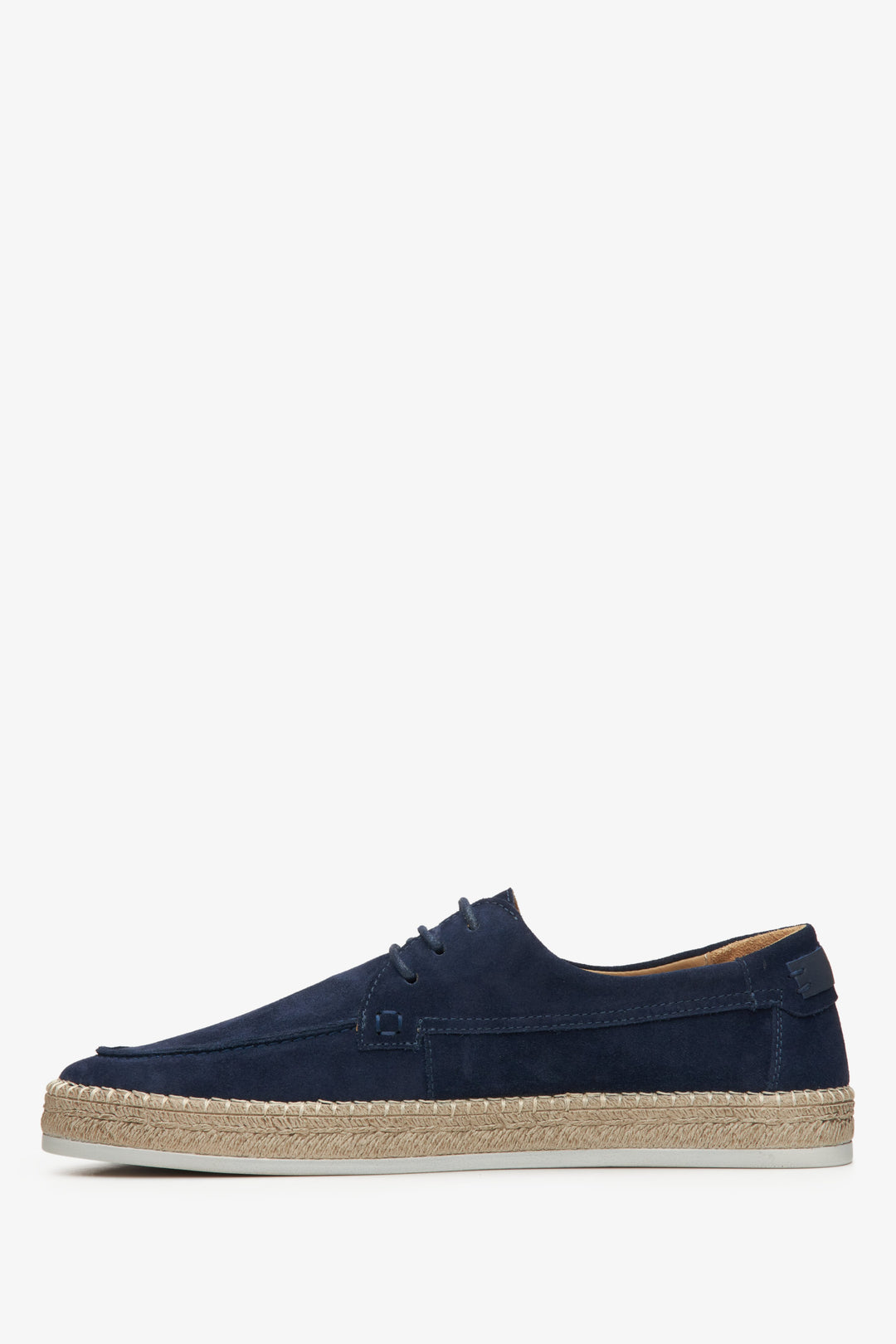 Estro navy blue lace-up men's moccasins - shoe profile.