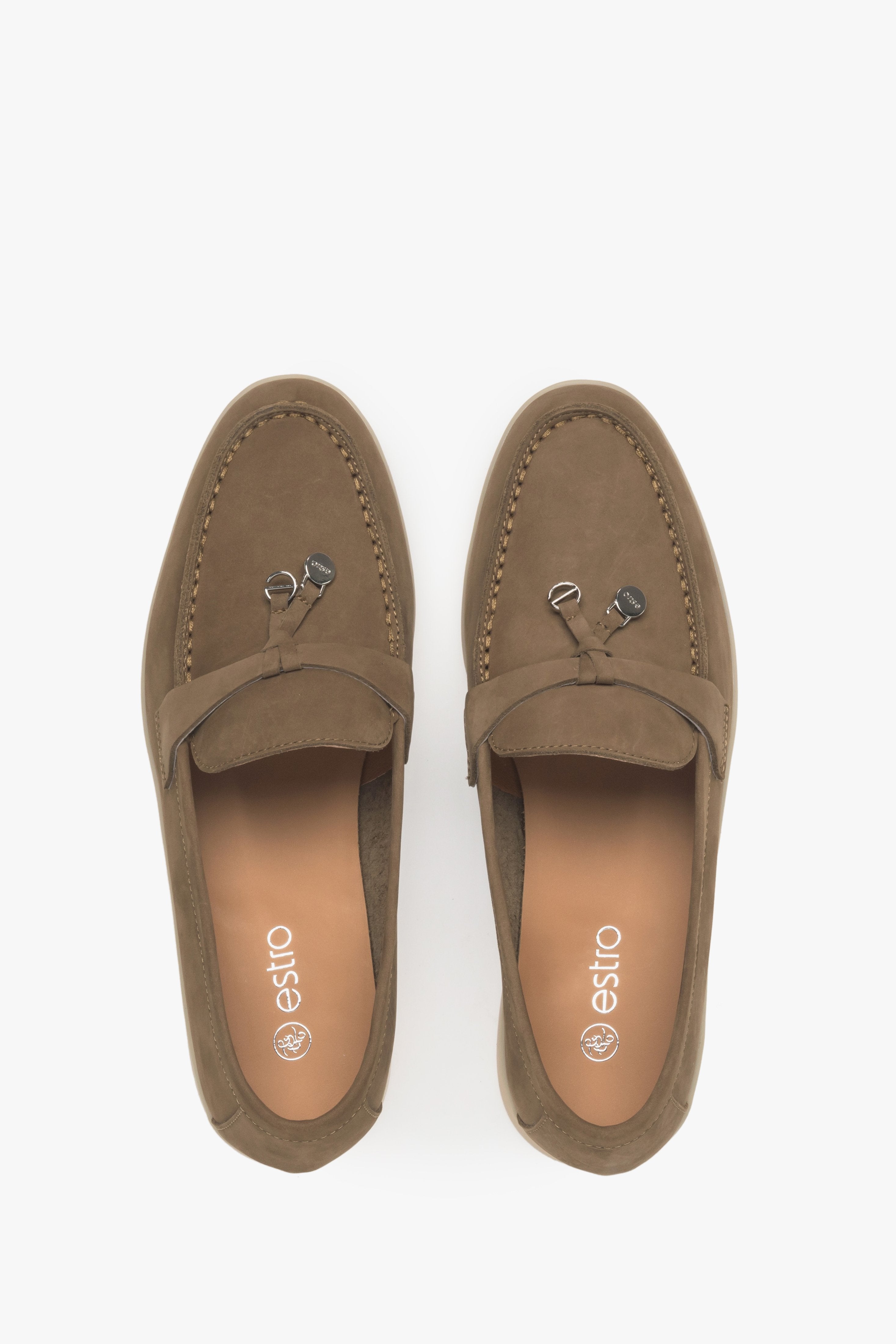 Women's brown tassel loafers Estro.