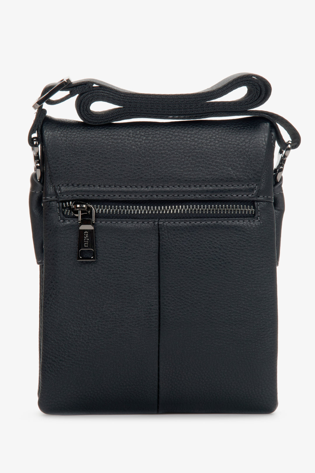Men's small black shoulder bag made of genuine leather.