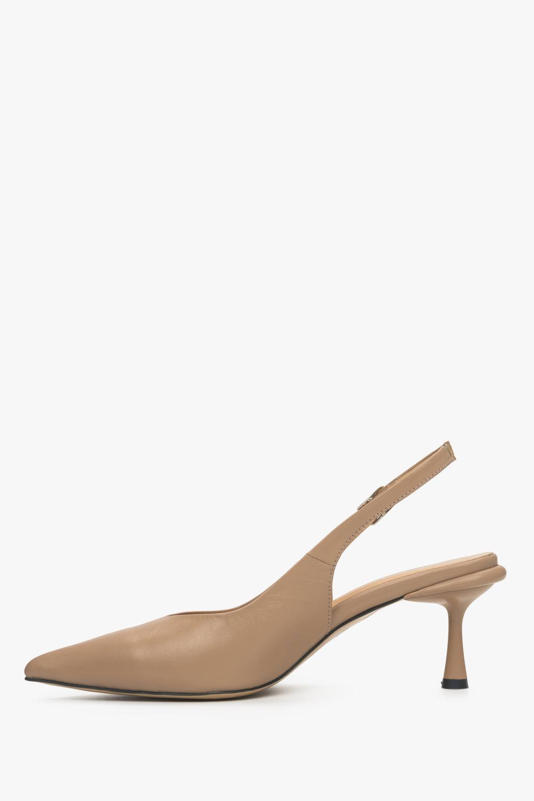 Women's beige leather slingback shoes by Estro - shoe profile.