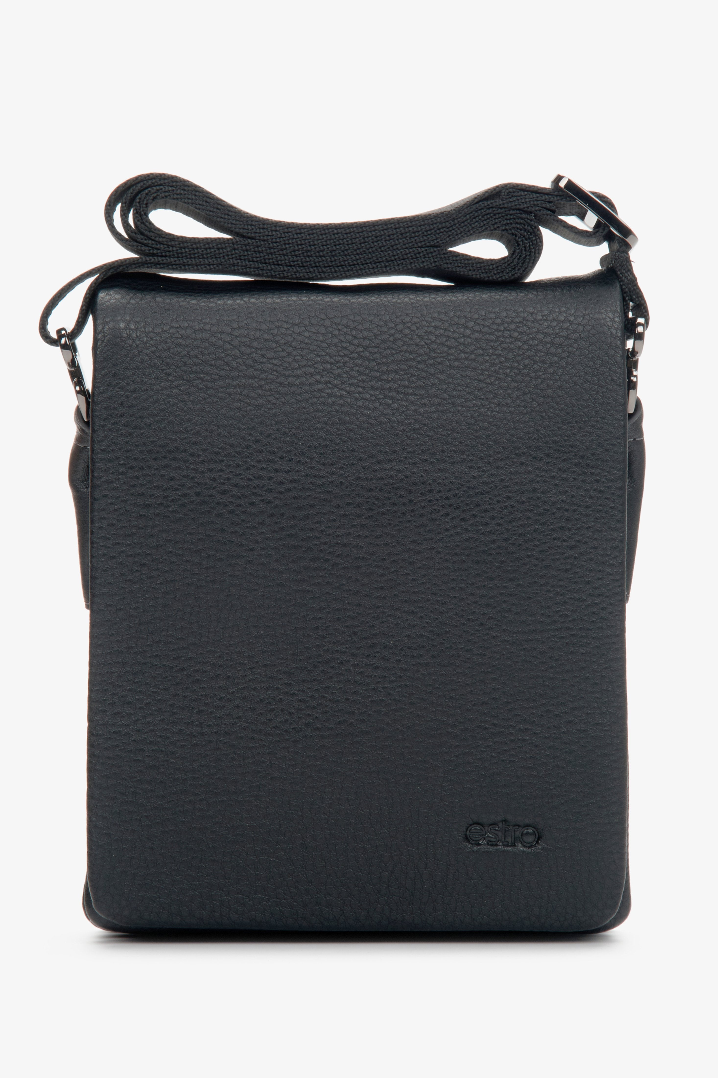 Men's Black Shoulder Pouch made of Genuine Leather Estro ER00110916.