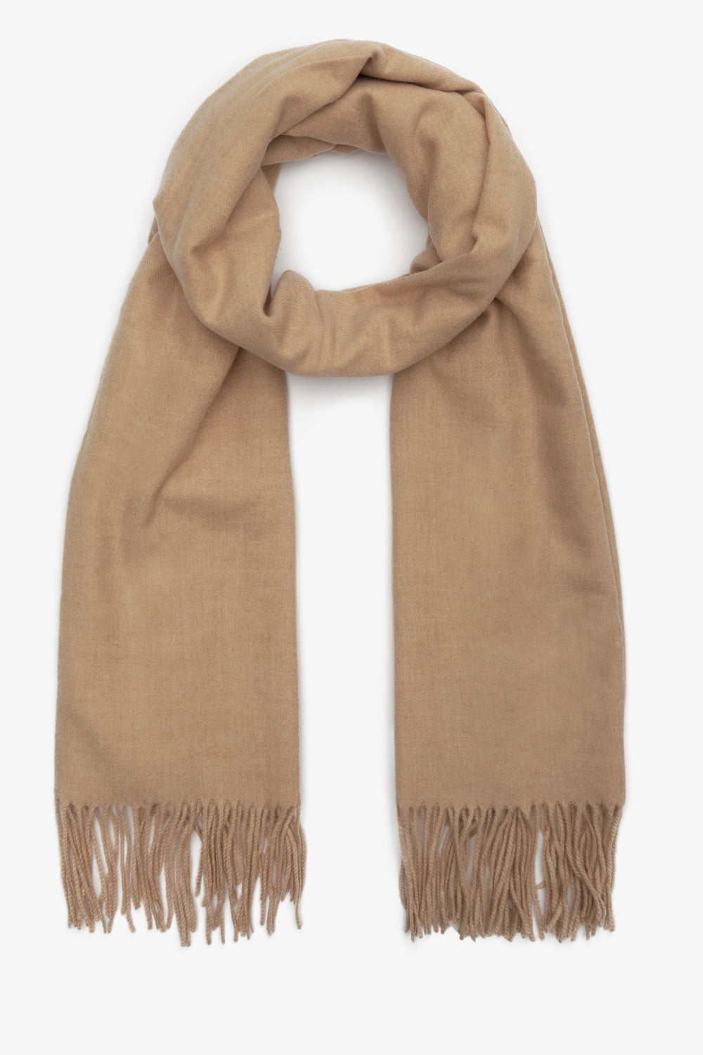 Women's Beige Scarf with Fringes Estro ER00112094.