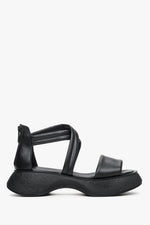 Women's Black Platform Sandals made of Genuine Leather Estro ER00112691.