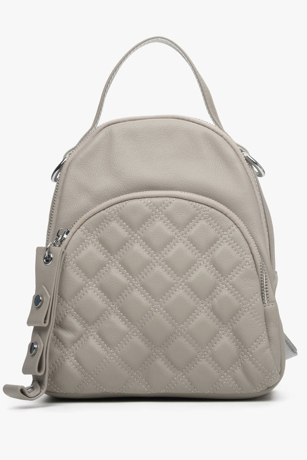 beige genuine leather backpack Women's Beige Quilted Leather Mini Backpack Purse 🪡 ⠂ESTRO Online Store – estro.eu.com