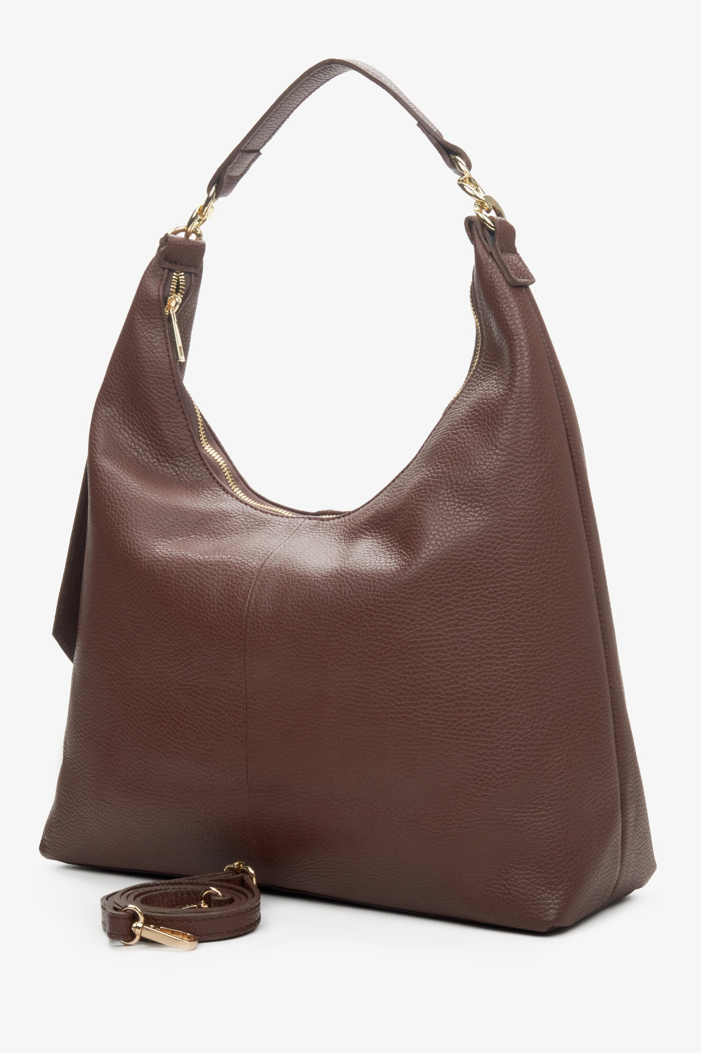 Women's leather dark brown shopper bag of the Estro brand.