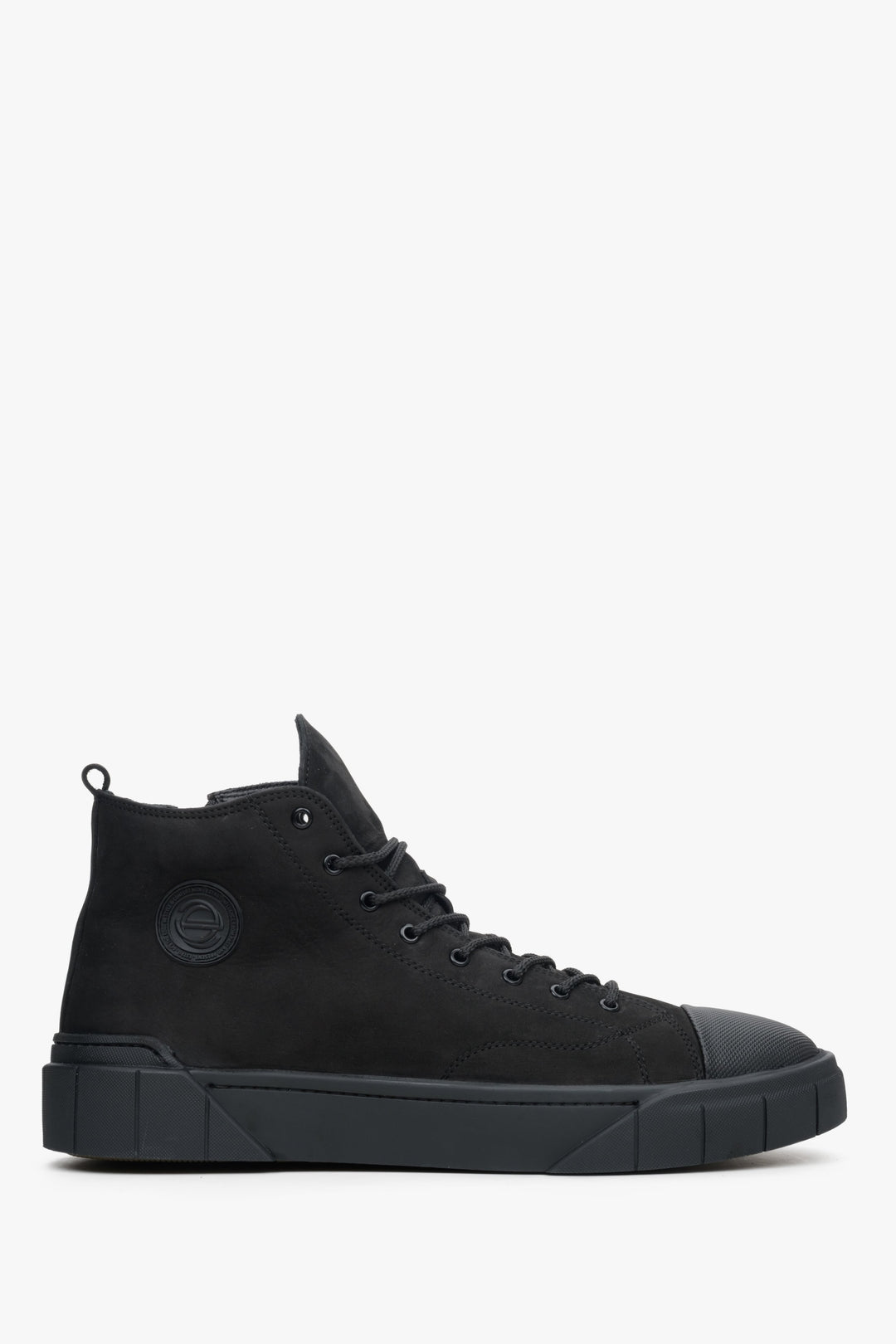 Men's Black High-top Winter Sneakers made of Suede with Fur Lining Estro ER00113958.
