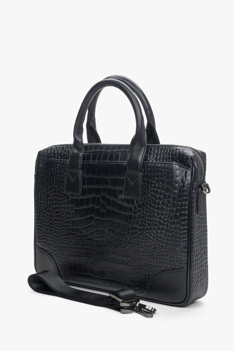 Men's black leather briefcase by Estro.