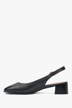 Stylish Estro women's pumps in a black shade, slingback style, set on a comfortable, low heel.