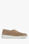 Men's Beige Derby Shoes made of Genuine Velour Estro ER00117608.