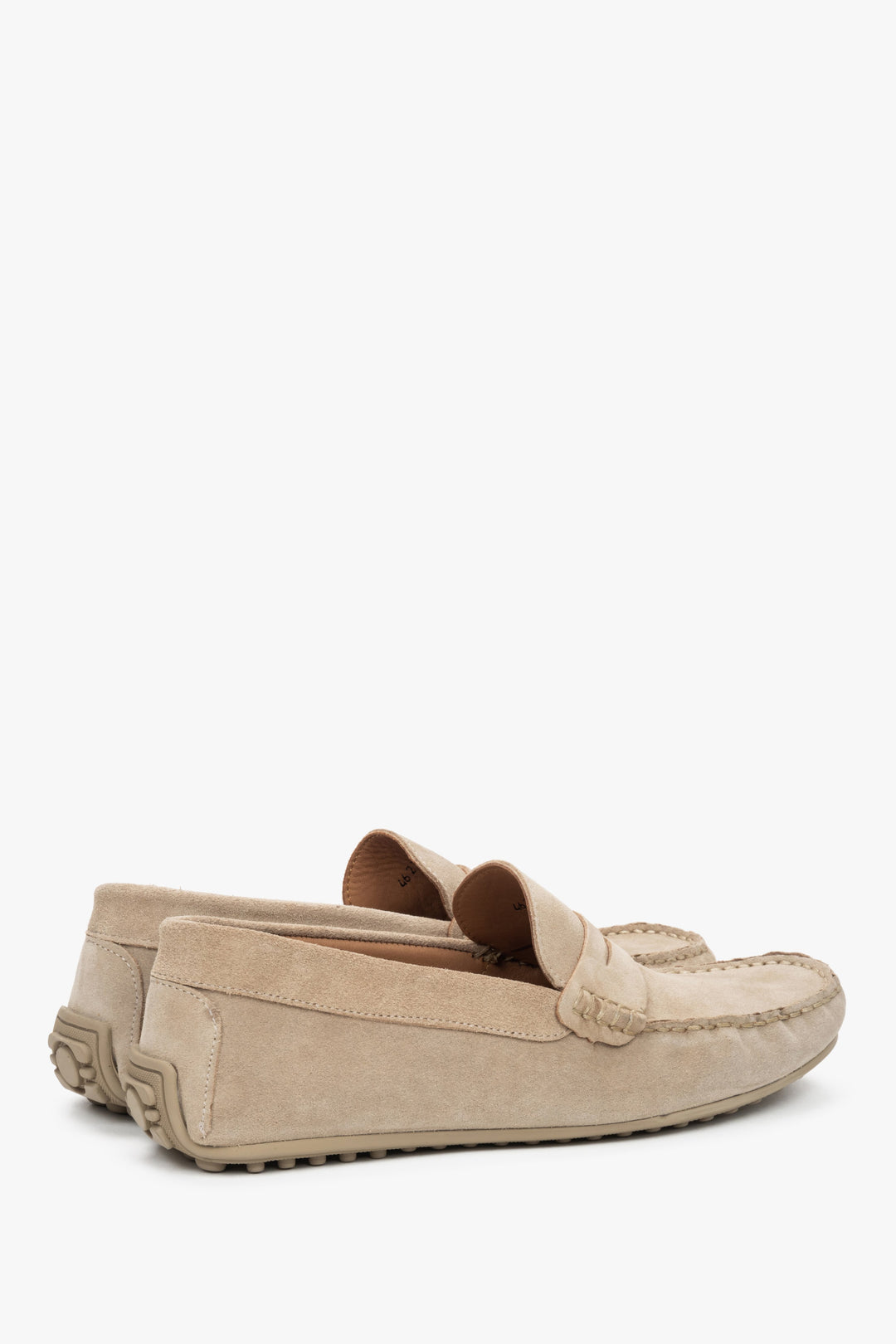 Men’s Estro loafers made of natural  beige velour.