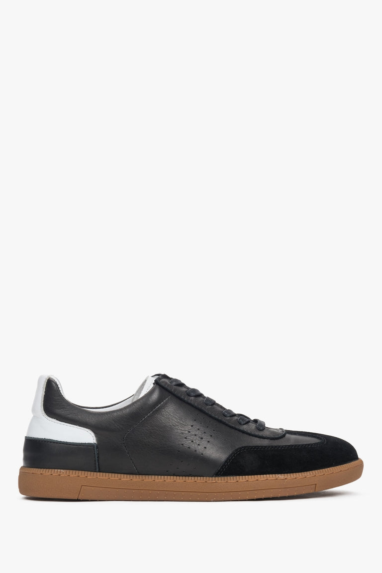 Men's Black Sneakers made of Genuine Leather & Velour Estro ER00117613.