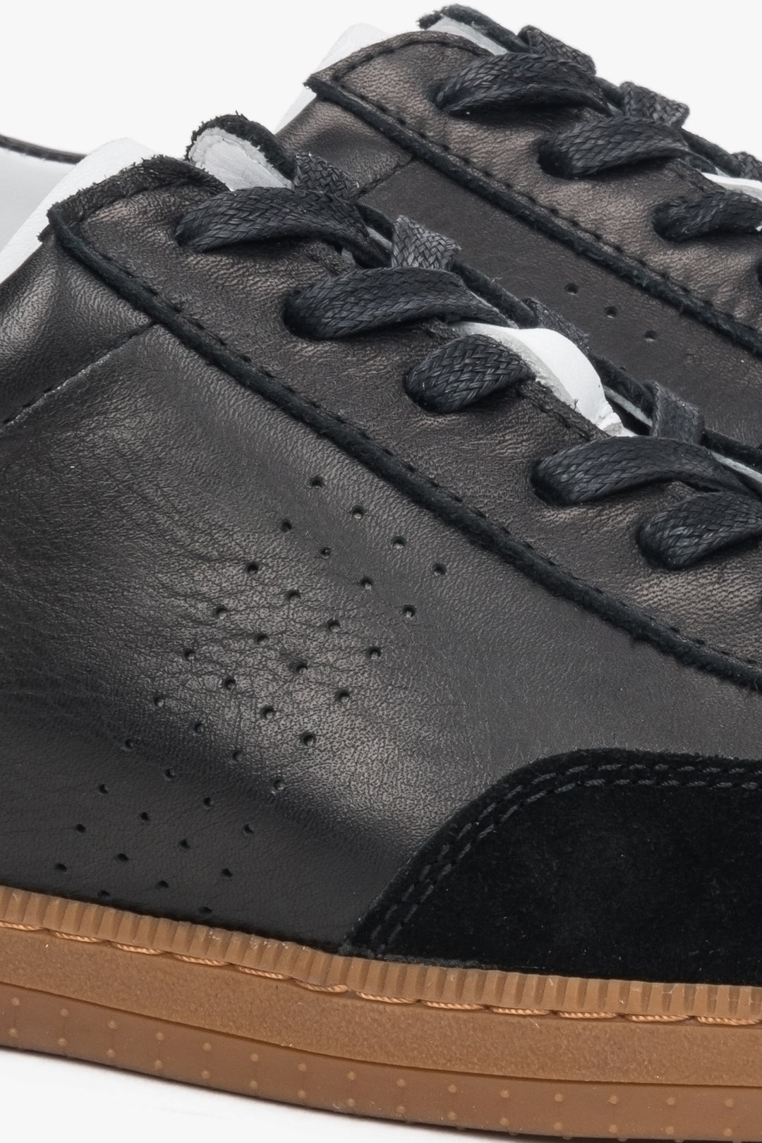 Black men’s sneakers made of genuine leather and velour.