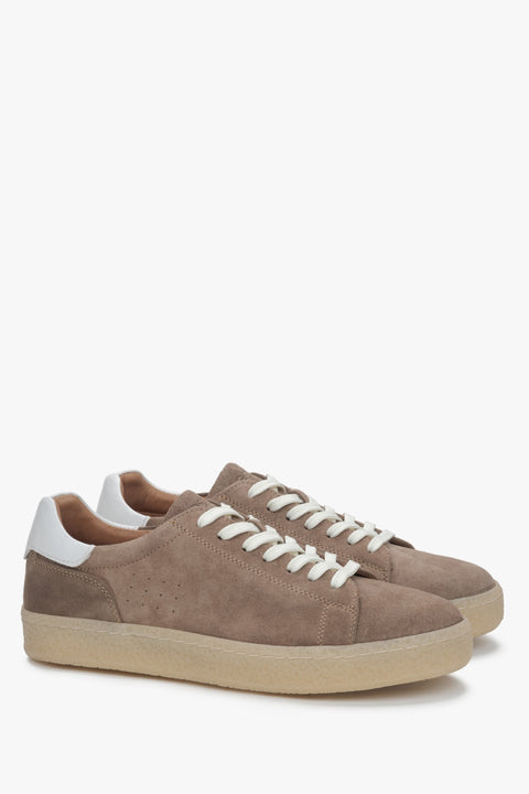 Men's sneakers made from brown natural velour.