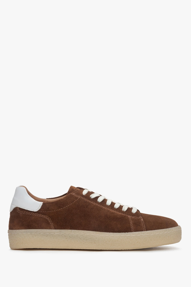 Men's Dark Brown Sneakers made of Genuine Velour Estro ER00117594.
